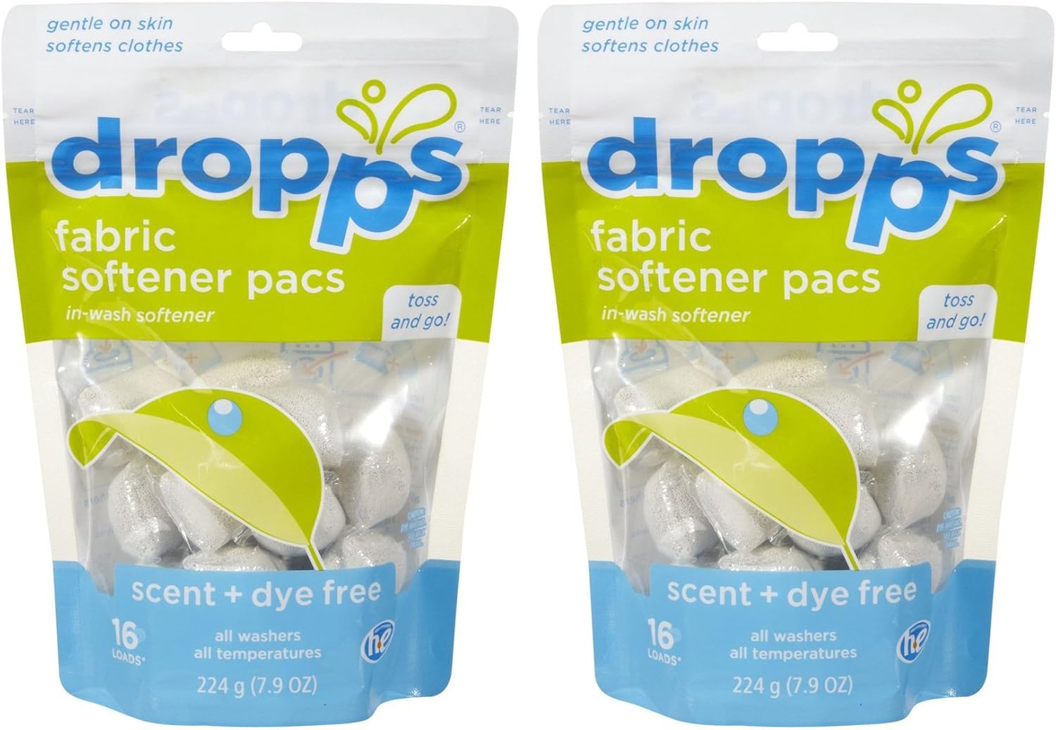 Dropps Fabric Softener Pacs Scent + Dye Free 16 ct 2