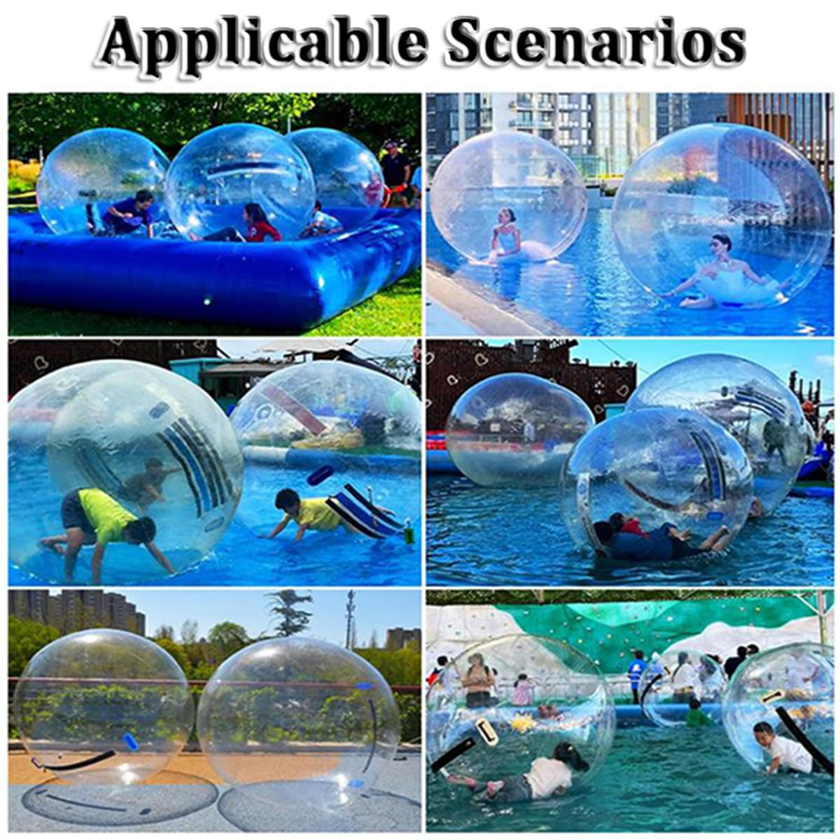 Palla da piscina in PVC - Palla da passeggio in acqua da 1,5/1,8/2/2,5 m con pompa ad aria elettrica, palla da passeggio trasparente in acqua, attrezzatura gonfiabile per l'intrattenimento,1.5m