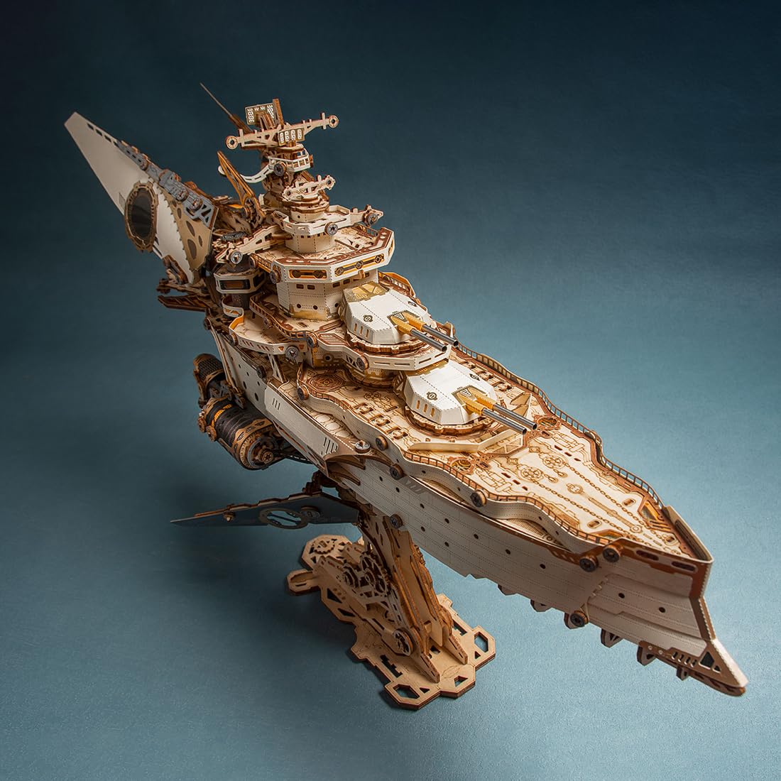 Dieselpunk Nave spaziale 3D in legno e carta, 912 pezzi, bianco