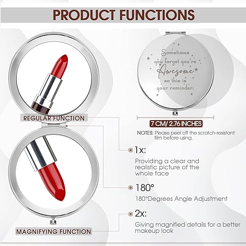 Vista 48 de Roowest 30 piezas de espejo compacto inspirador "You're Awesome Reminder", regalos de agradecimiento para mujeres, empleados, compañeros de trabajo