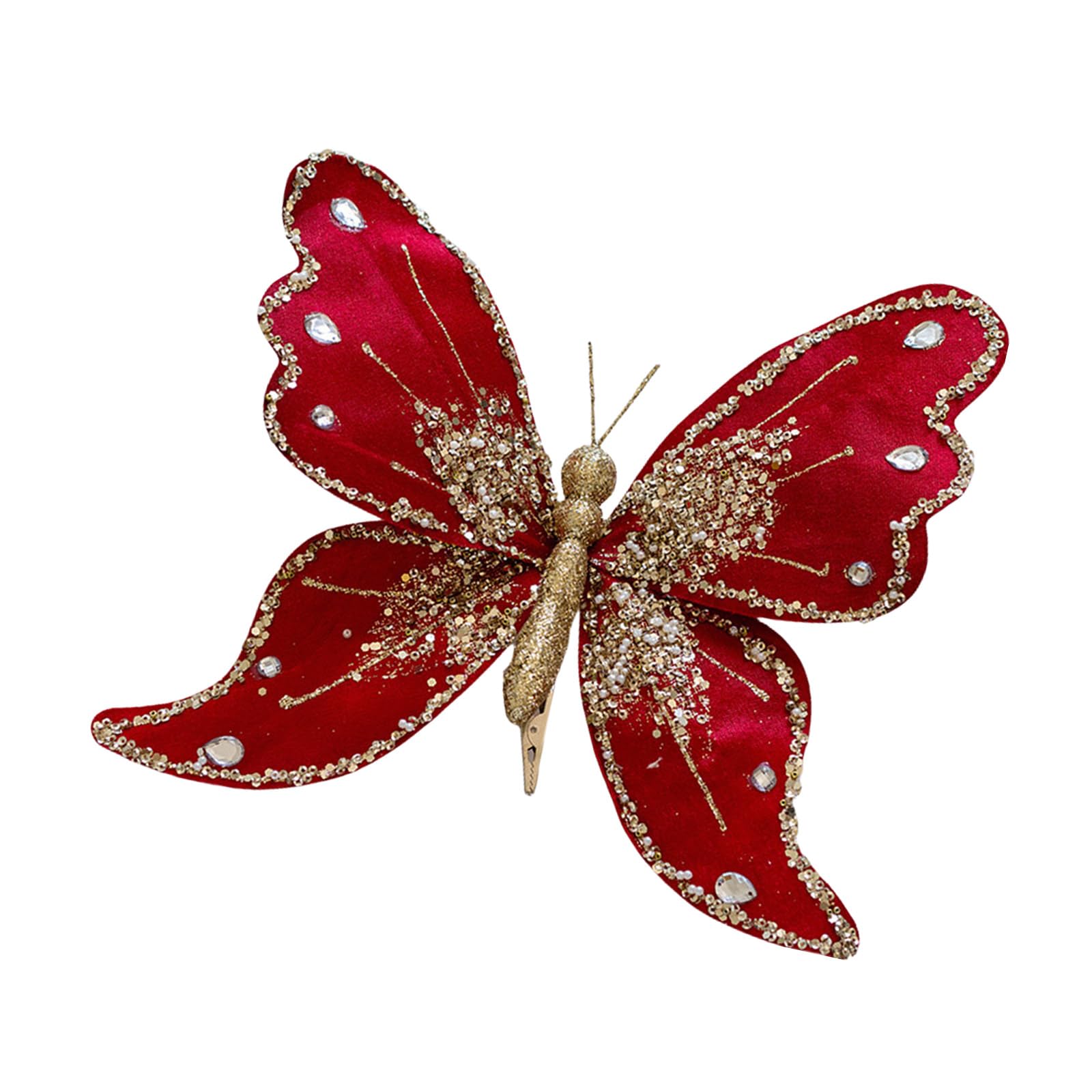 HZBB Artificial Butterfly Hanging Charm for Christmas Tree Festival Embellishment for Indoor/Outdoor Use Home Decorations Home Christmas Embellishment