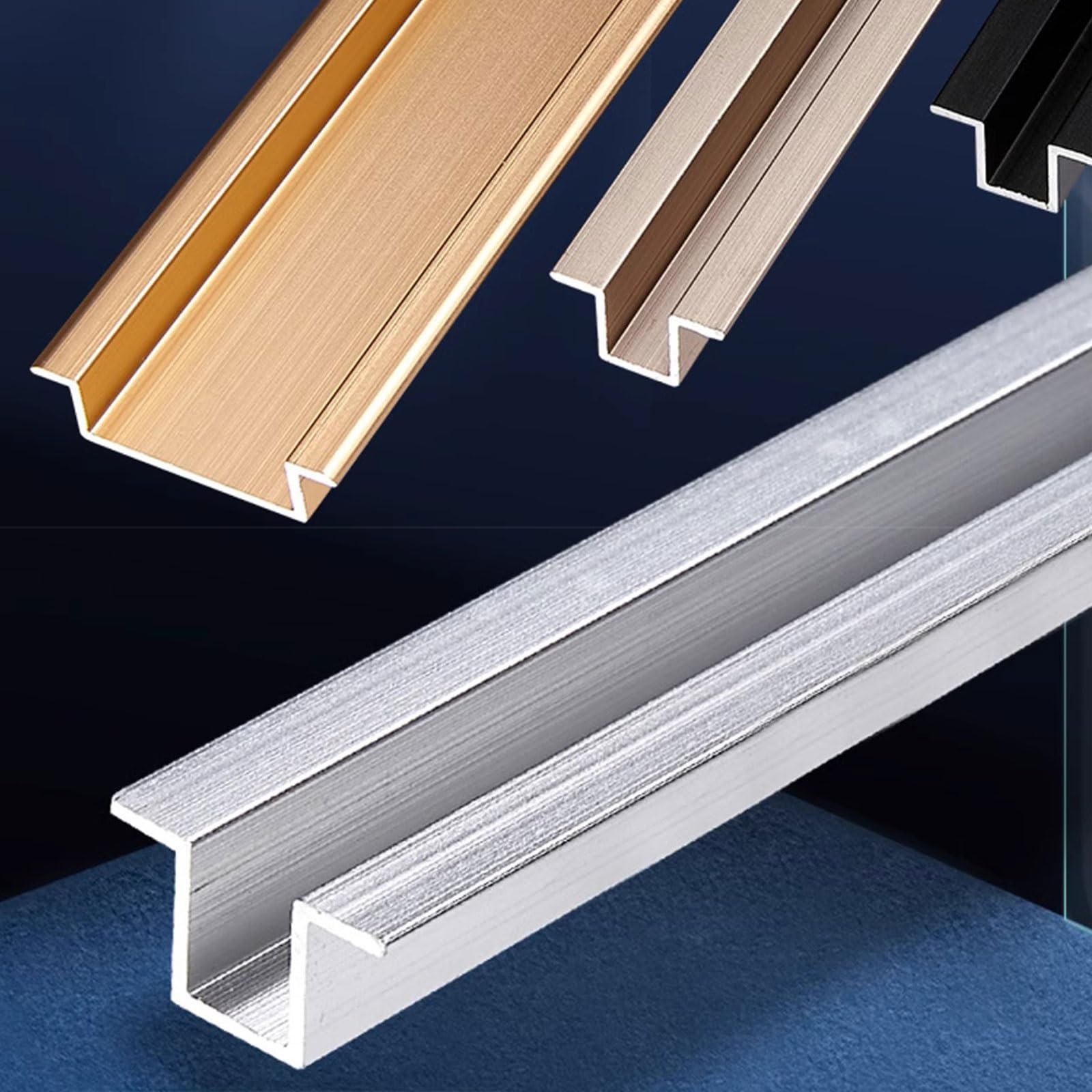 UProfile Übergangsstreifen aus Aluminium, 100 cm, wasserdicht, Bodenverkleidung für Fliesen, Laminat, Holz, Vinyl, dekoratives Metallprofil (schwarz, Breite: 20 mm), 3 Stück