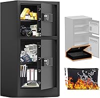 Defenclae 8.6 Cu Ft Extra Large Double Door Home Safe - Fireproof Waterproof Bag, Removable Shelves, Digital Alarm Security Box for Cash & Files