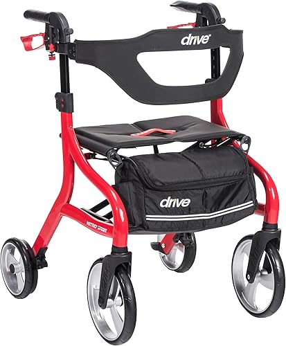 Miniatura 14 de Drive Medical Nitro Sprint - Andador plegable con asiento, ligero, para estatura estándar, con ruedas grandes, plegable, color azul
