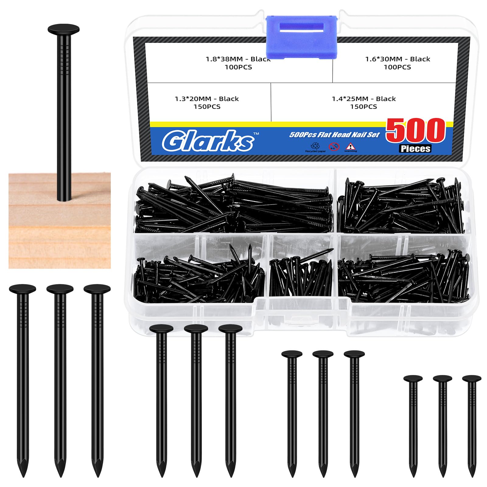 500pcs Nail Assortment Kit - Hanging & Finishing Nails -1 500pcs Nail Assortment Kit - Hanging & Finishing Nails -1