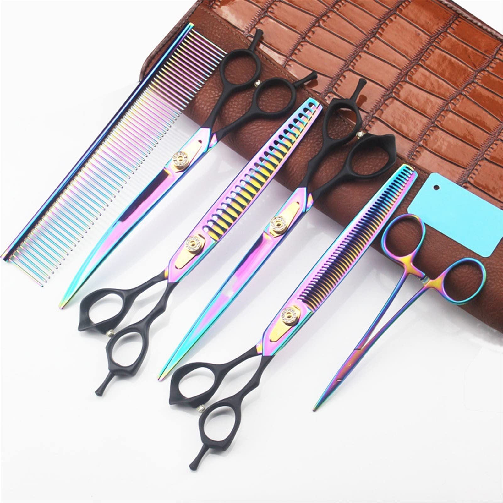 Profesional Tijeras Profesionales para Mascotas 8.0in Color 4 Packs Pears Peach Scissors Scissors Strely Tijeras, dedicadas a los esteticistas Profesionales de los Dientes de Pescado