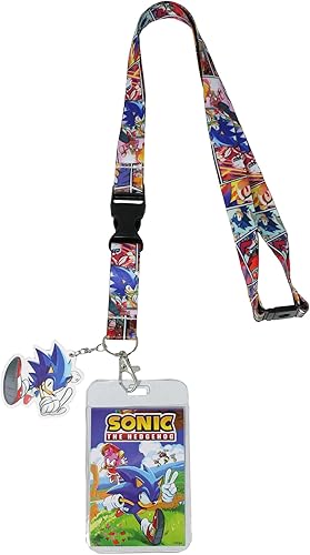 Sonic The Hedgehog - Soporte para tarjetas de identificación con tira de cómic con dije de goma