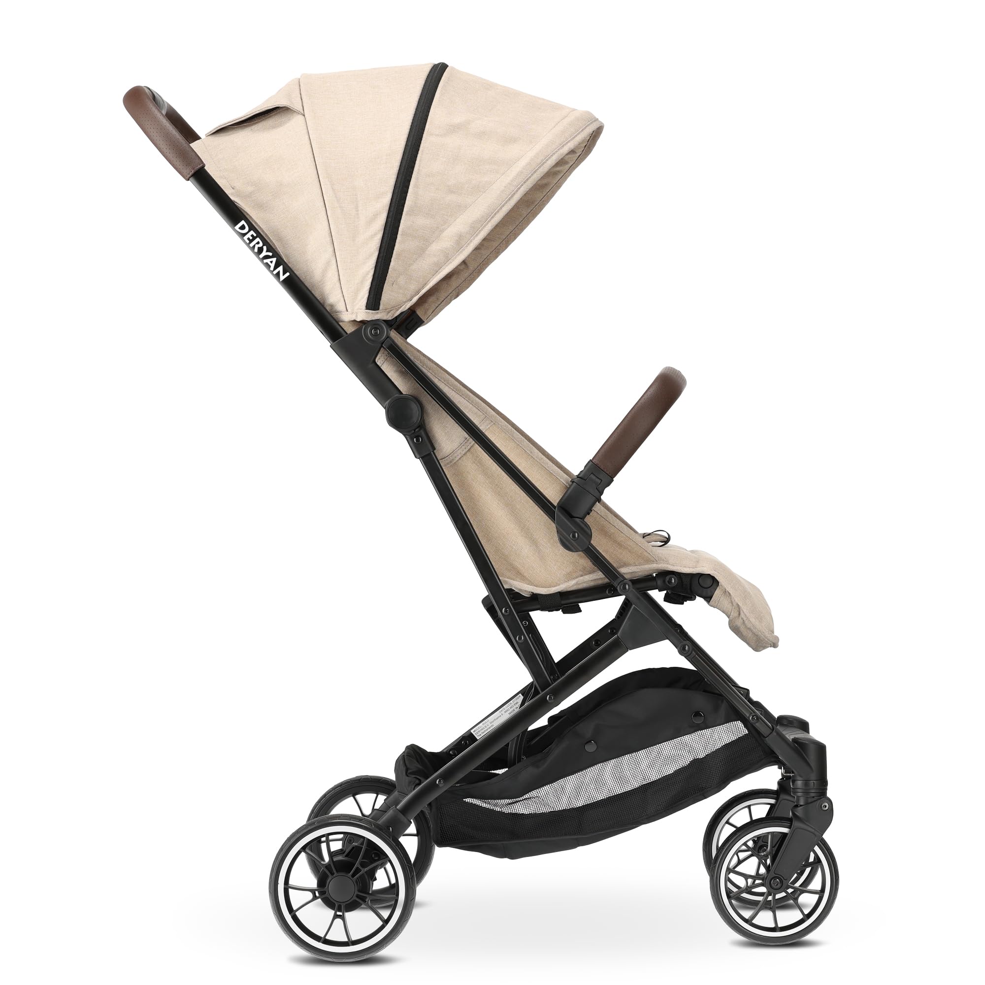 Deryan Lusso Rolo Travel Buggy – per bambini dalla nascita fino a 22 kg con funzione sdraio, ultraleggero 7,5 kg, pieghevole con una sola mano, UPF 50+, cestino fino a 3 kg (torrone)