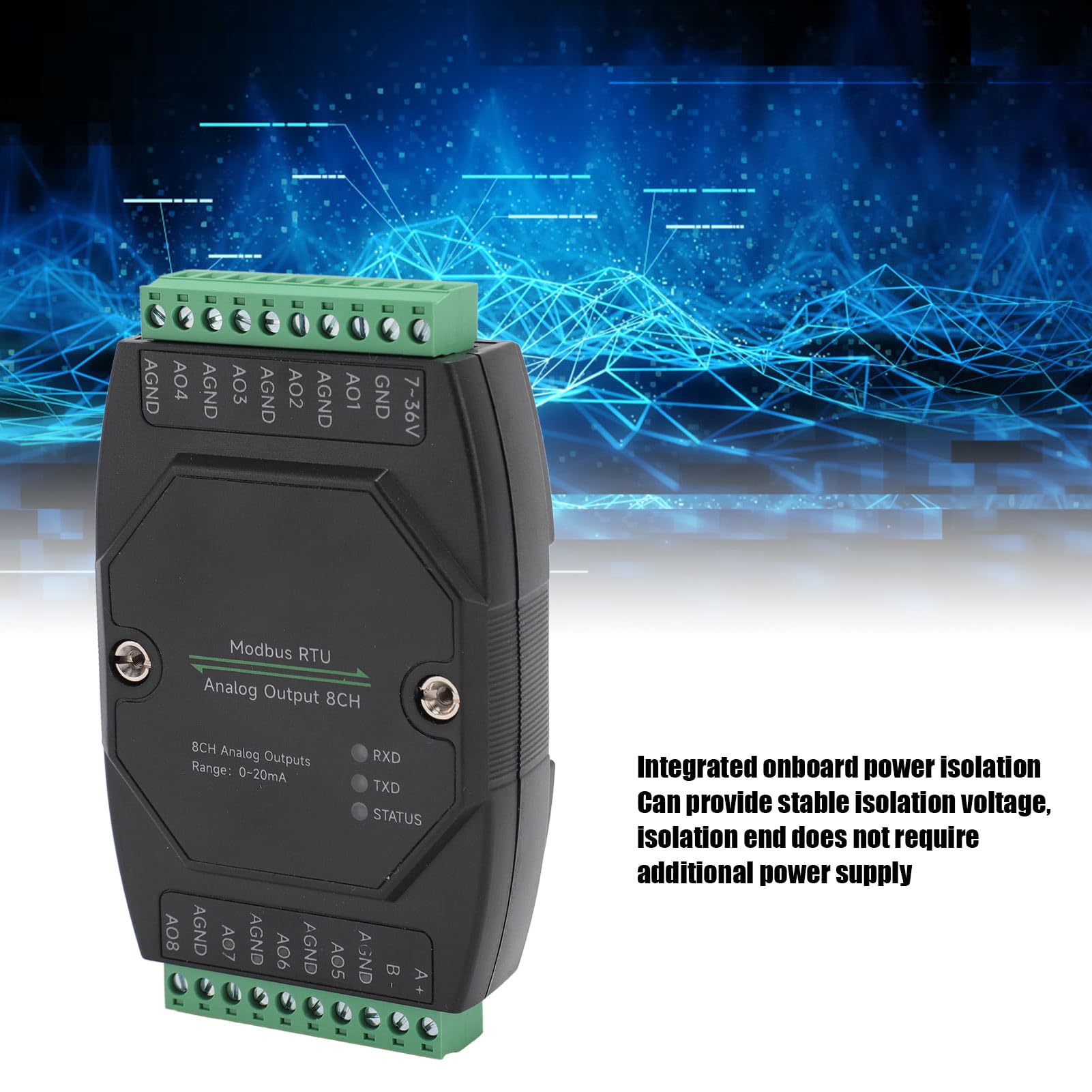 8 Ch Analog Output Module, RS485 Communication DC7-36V Analog Output Module for Industrial