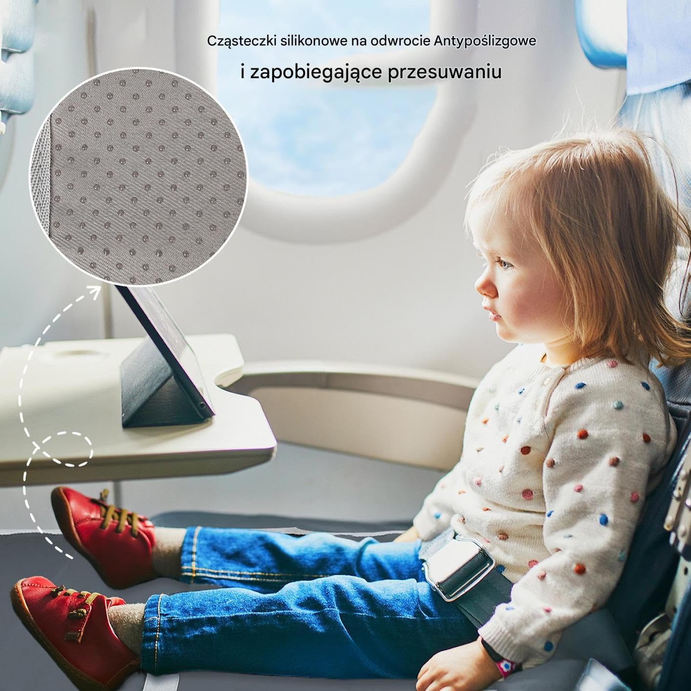 Travel Bed, Inflatable Plane Footrest, Lightweight Accessory, Adjustable Safety Hammock, Ideal for Children, Traveling, Playing, Sleeping, 29.92x17.52 inches