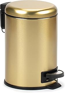 TATAY Cestino Bagno 3L a Pedale | Apertura Igienica Senza Contatto | Coperchio Soft-Close Silenzioso | Secchio Interno Rimovibile per una Pulizia Facile | 17,5 x 22,5 x 25 cm – Modello Nordic – Oro