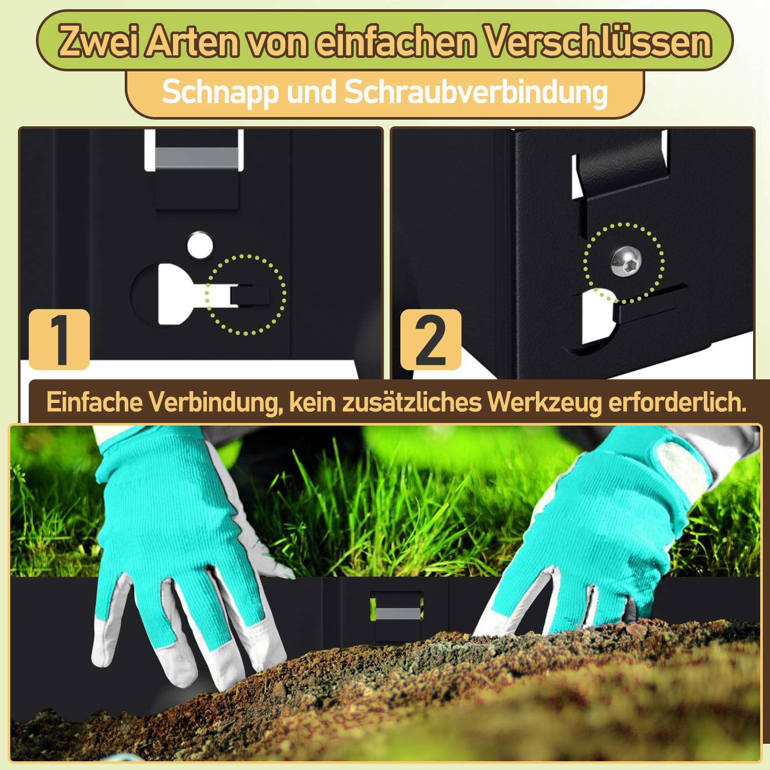 Rasenkante Metall, 100x18cm Beeteinfassung mit Dornen, Beetbegrenzung Rasenbleche Mähkante Metall Palisade, Flexible Verformbar Beetumrandung, Schwarz (Länge 5m - Höhe 18cm)