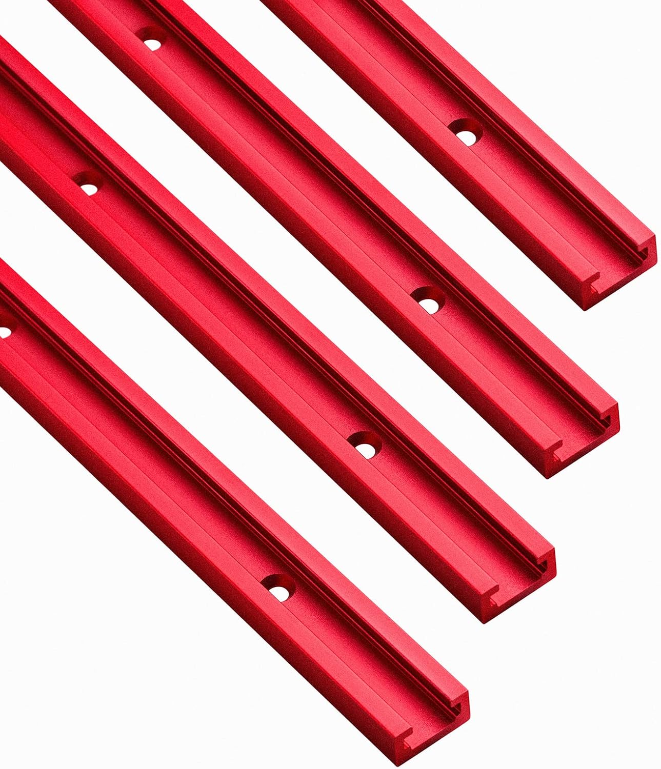 4pcs Red T-Track Clamps for Woodworking - 4pcs Hold Down Clamps for Woodworking with 5 inches Length T Rail Track Slot Bolts