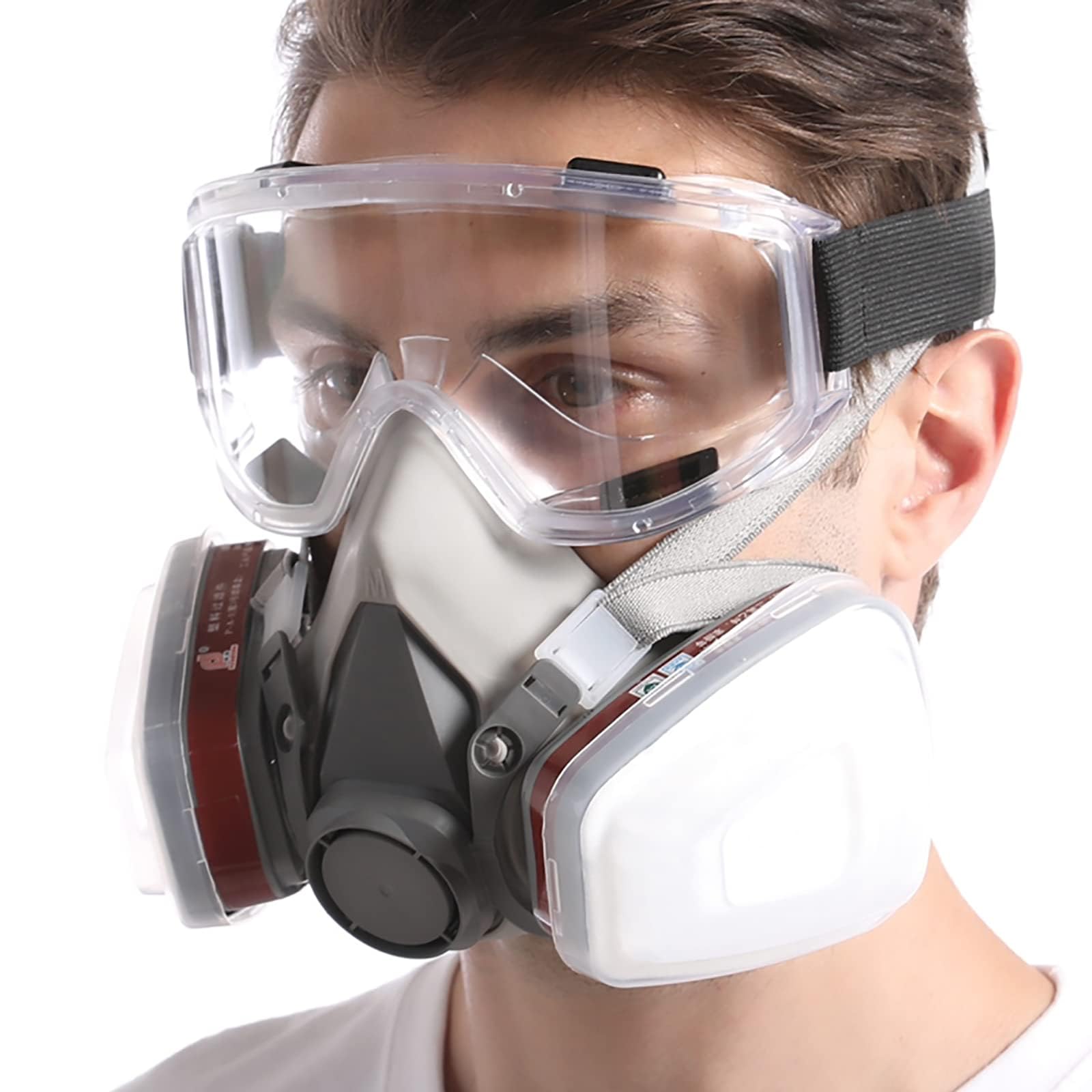 1pcs Respirator Mask, Half Facepiece Gas Mask with Security Goggles Reusable Professional Breathing Protection Against Dust, Chemicals, Pesticides, and Organic Vapors, Reusable Respirators Cover