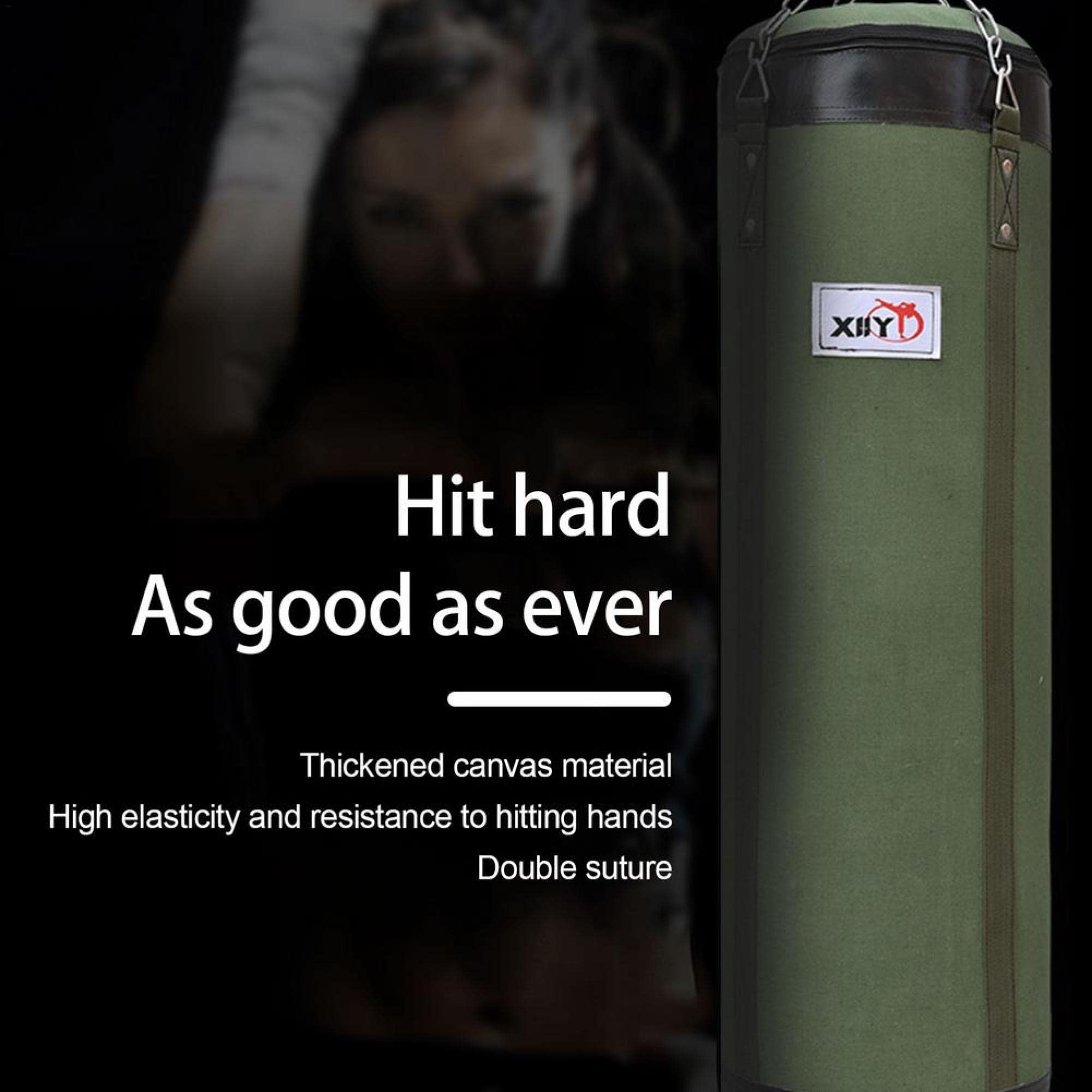 TIM-LI Sacco di Sabbia Non Riempito da Boxe da 100 Cm, Sacco da Allenamento Pesante/Sacco per MMA da Calcio con Catena Appesa per Palestra A Casa - Attrezzature per Il Fitness