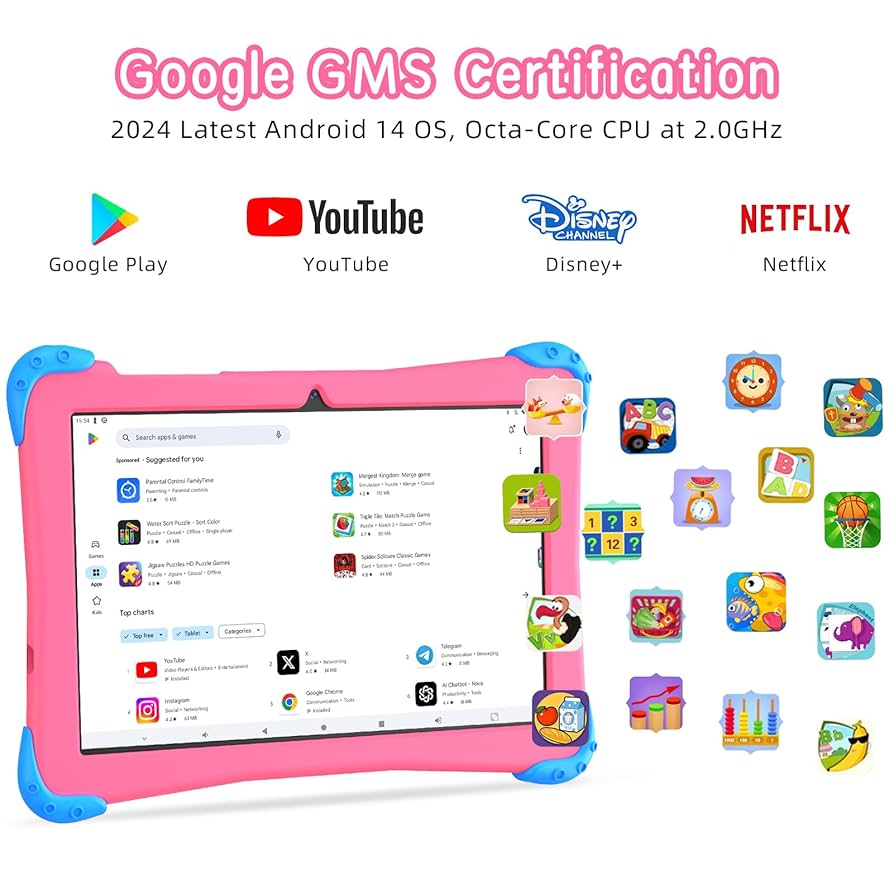 Amazon.com : Fivahiva Kids Tablet 10 inch Android 14 with