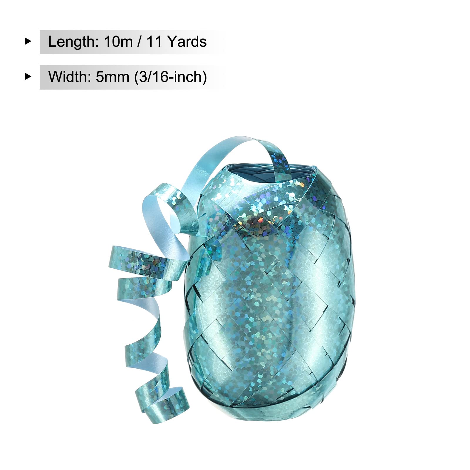 PATIKIL 6pcs Curling Ribbon Crimped Balloon String 5mm Laser Metallic Shiny 10m for Christmas Wedding Gift Crafts Florists Decoration Light Blue - Image 2
