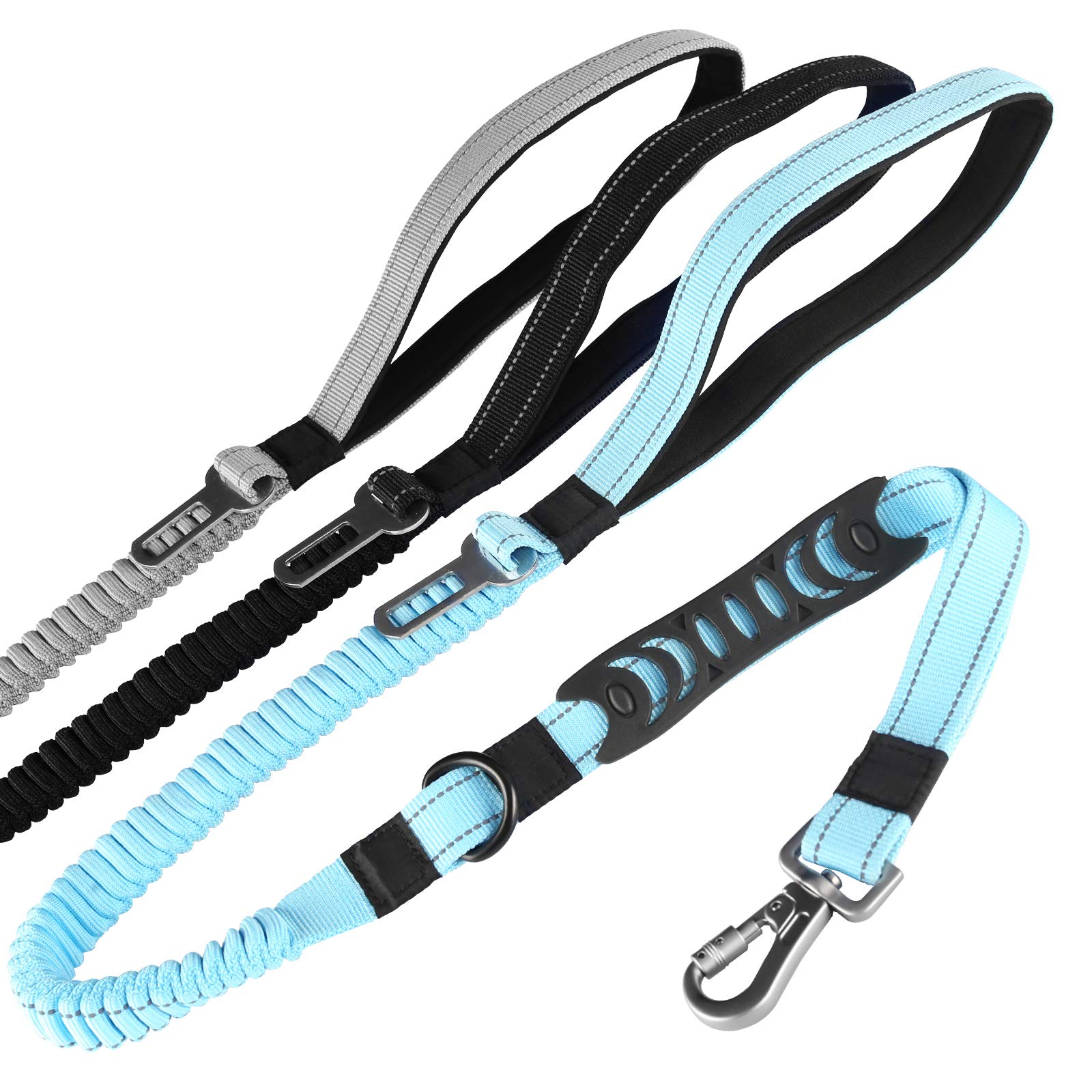 SKYMEE 6FT Upgrade Bungee Dog Leash for Heavy Dogs, 5-in-1 Multifunction Shock Absorbing Reflective Leash with Car Seat Bucket, Double Traffic Handle Extra Control for Dog Walking Running Training