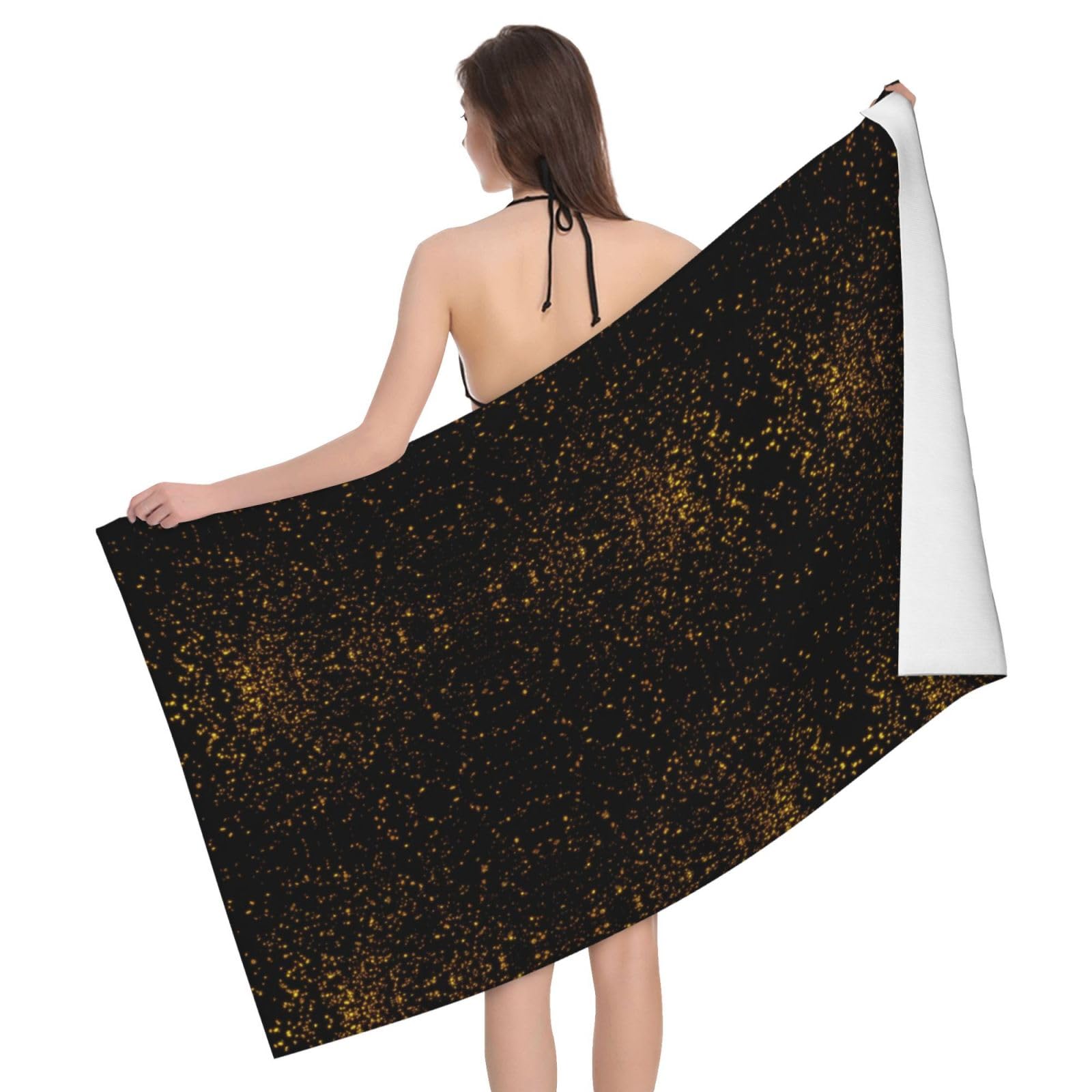 Kfjghhl Large Premium Black And Gold Wallpaper Bath Towels Daily Use Soft Highly Absorbent Bathroom Body Gym Hotel Fitness