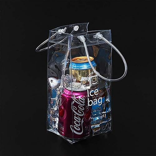 Miniatura 4 de Bolsa de vino de hielo, portátil, plegable, transparente, con asa, para fiestas, exteriores, champán, cerveza fría, vino blanco, bebidas frías,