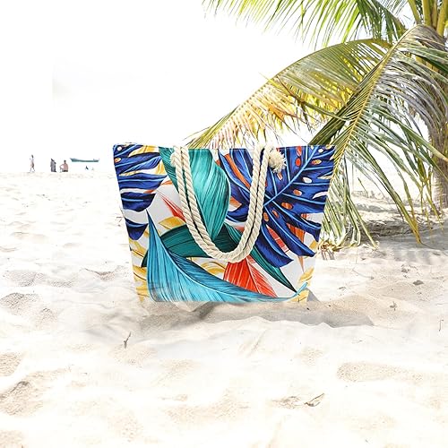 Miniatura 7 de JNF Bolsas de playa para mujer, de verano, grandes bolsas de playa, bolsa de mano, bolsa de hombro con cremallera