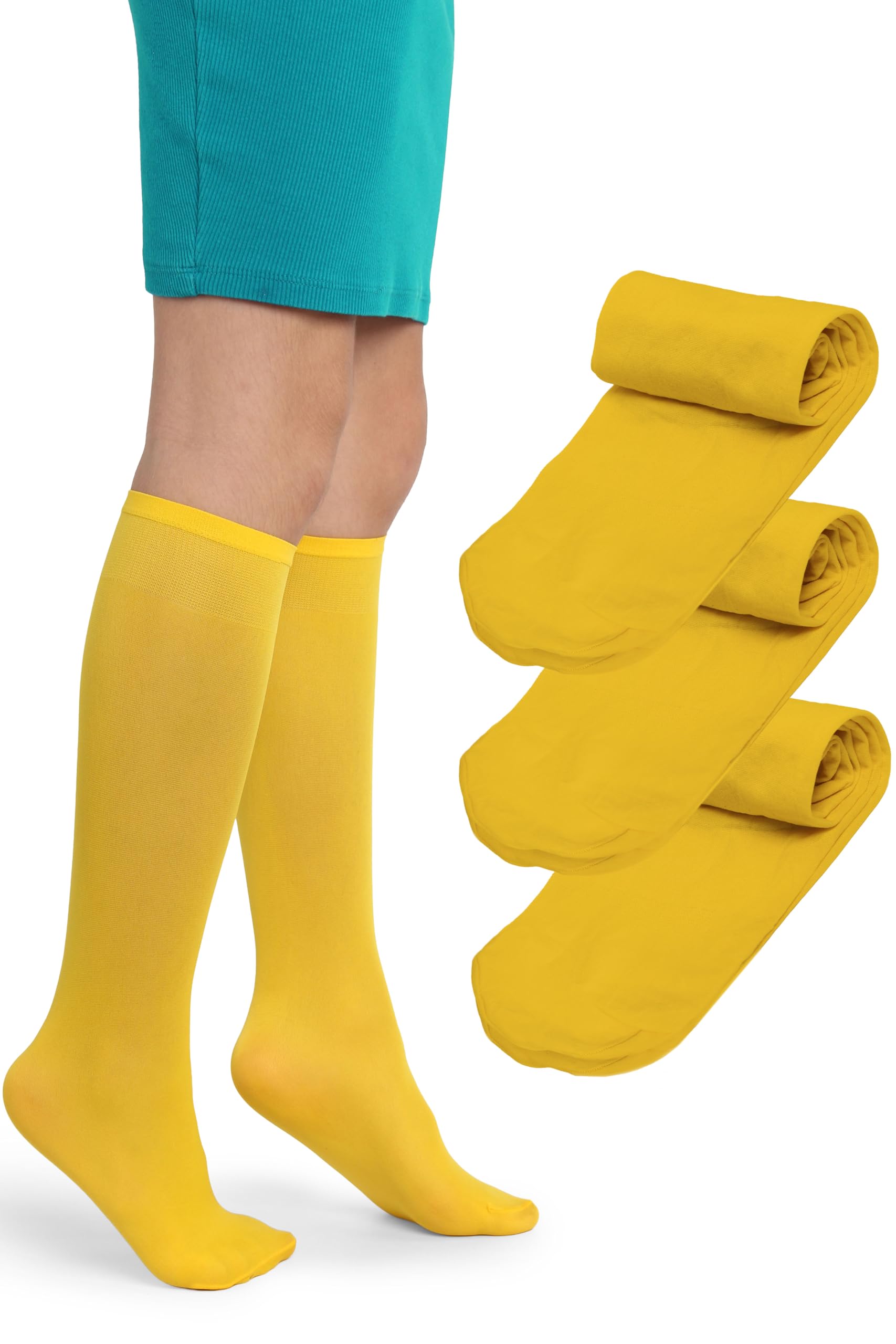 LORES Alma Medias hasta la rodilla para niña 40 DEN blancas, calcetines altos de microfibra opaca, suaves y elásticos con banda confort, ideales para colegio, uniforme y uso diario (talla 24–37) — view 11