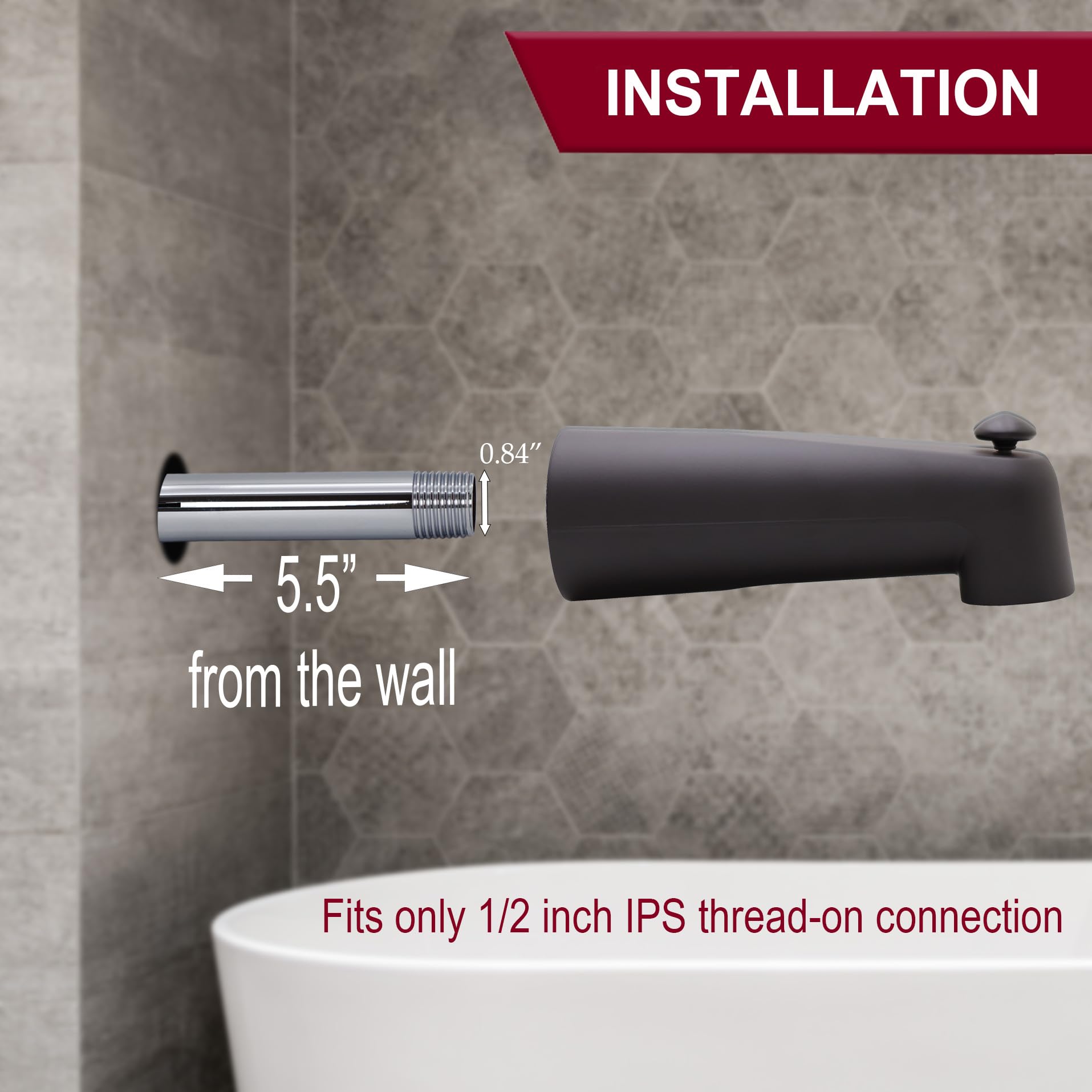 Westbrass e507d-1 F 7 Inch desviador caño bañera