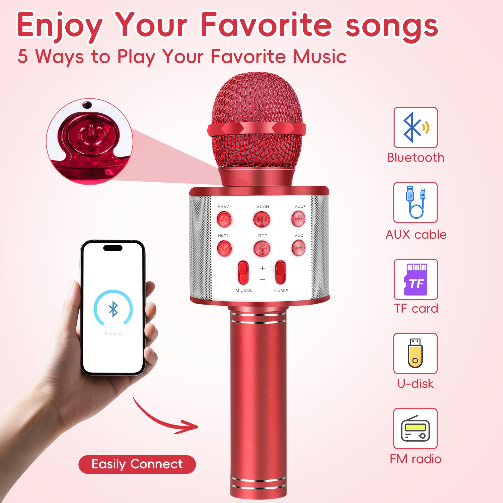 Amazon.com: KIDWILL Wireless Bluetooth Karaoke Microphone for Kids