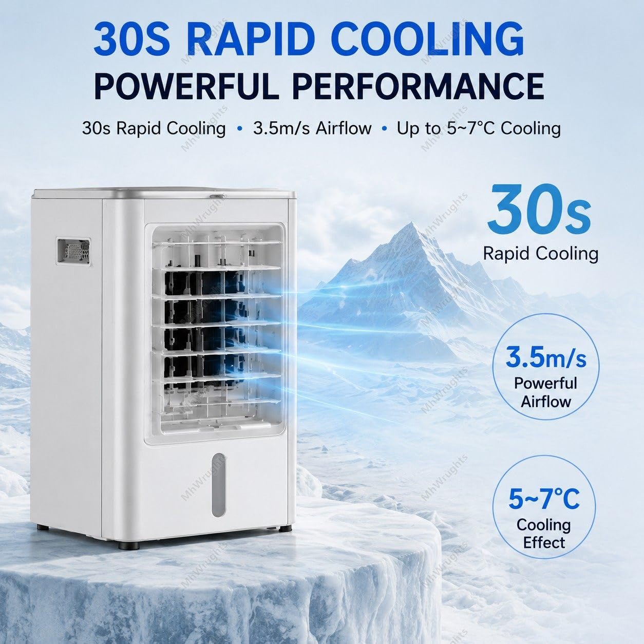 Raffrescatore d'aria portatile 12V/24V, mini condizionatore evaporativo 4 in 1 con serbatoio dell'acqua da 4 litri, ventilatore di raffreddamento con telecomando per camion e camper car&home-12V