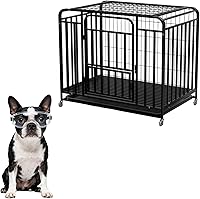 Vista 7 de 48 Inch Heavy Duty Dog Cage with Wheels, High Anxiety Steel Indoor Dog Kennel with Removable Tray, Indestructible Escape Proof Dog Crate Extra Large