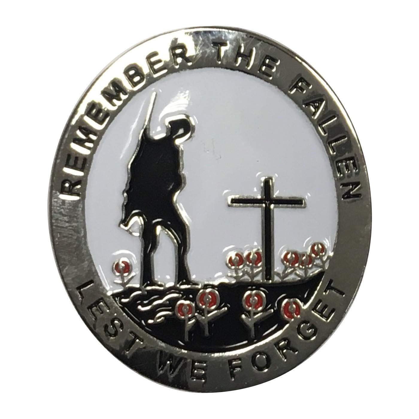 Senlak Men's Silver Poppy Day Metal Lapel Badge With Soldier - Remember The Fallen - Remembrance Day