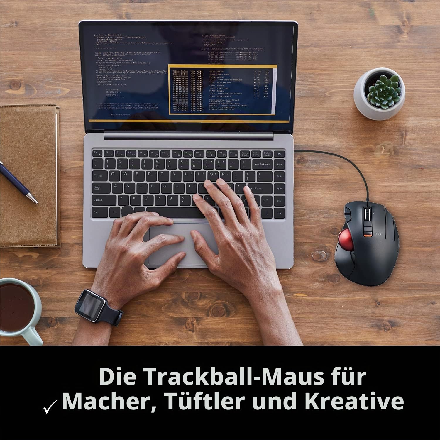 ELECOM EX-G Trackball-Maus, kabelgebunden, Daumensteuerung, ergonomisches Design, 5-Tasten-Funktion mit reibungslosem Tracking, ergonomisches Design, optischer Gaming-Sensor, glatter roter Ball,