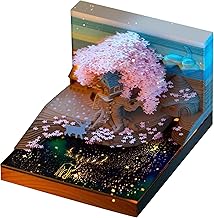3D Calendar 2026 3D Desktop DIY Art Paper Carving Notepad Book Marker Pen Holder Multifunctional Handmade Gift Christmas Present (Deer under Cherry Blossom)