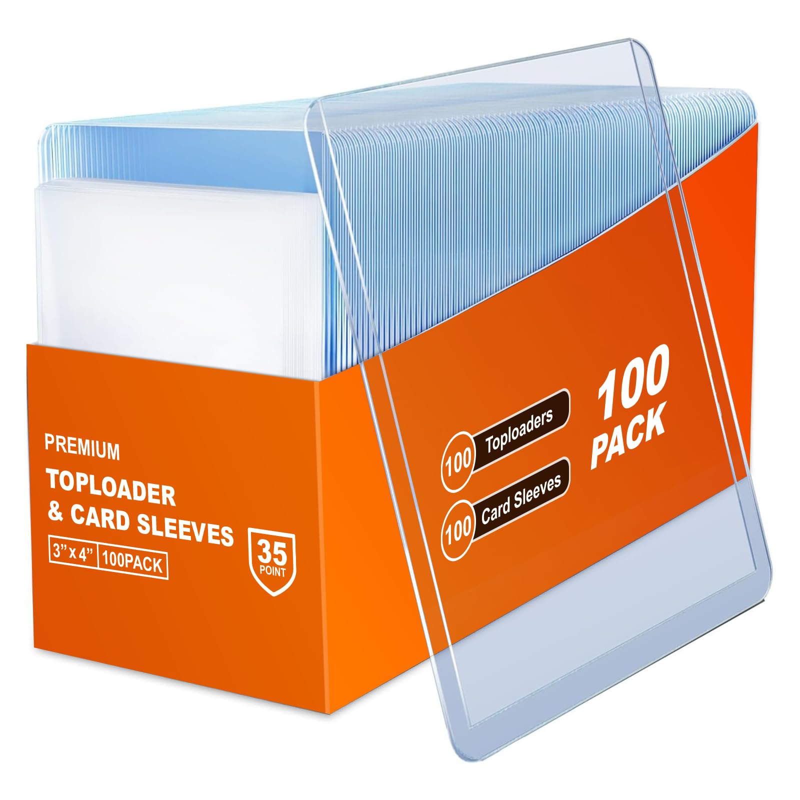 Wcakby toploader Pack of 200 Card Sleeves, 3 x 4 Inch Hard Card Sleeves, Trading Card Sleeves Suitable for MTG, Trading Cards, Sports Cards (100 Hard Card Sleeves & 100 Transparent Card Sleeves)
