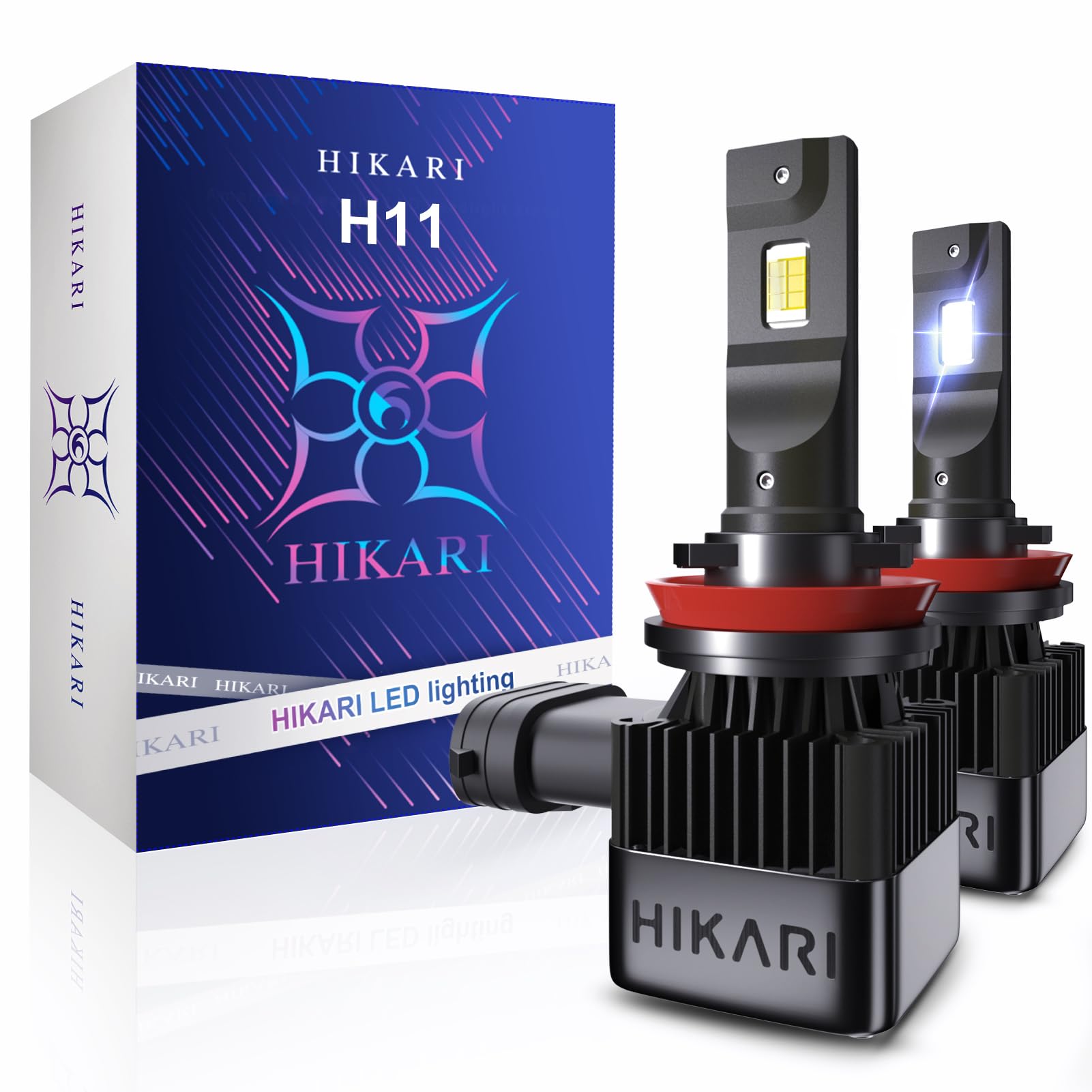 Hikari 2022 HyperStar H11/H8/H9 20000LM Wireless LED Fog Light Bulbs, 32W Acme-X LED Equivalent to 150W Ordinary LED, Wider Driving Vision, Halogen Upgrade Replacement, 6000K White IP68, H16 Foglight
