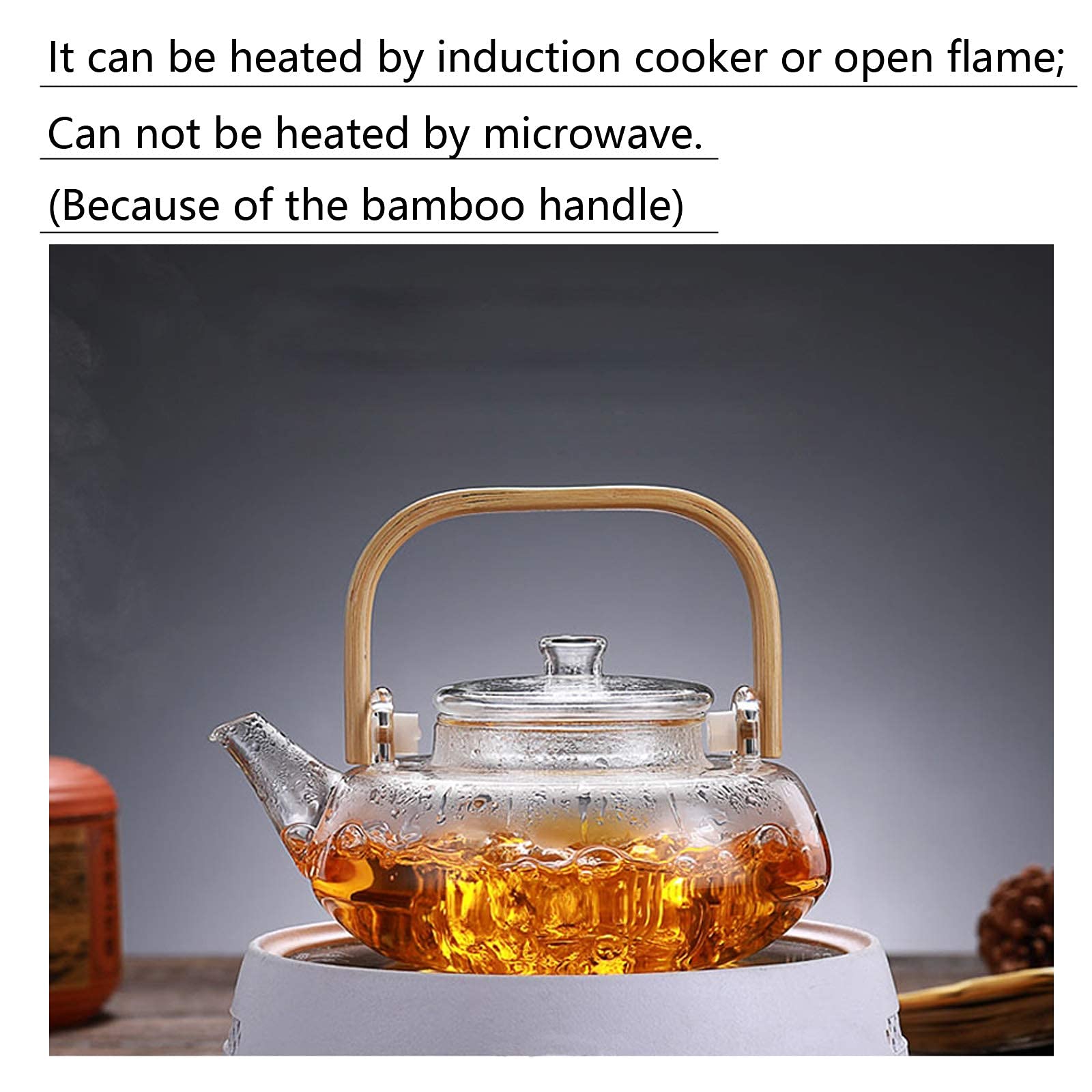 Théière En Verre 800ml Avec Infuseur Amovible - Théière Transparente Résistante à La Chaleur Et Manche Bois