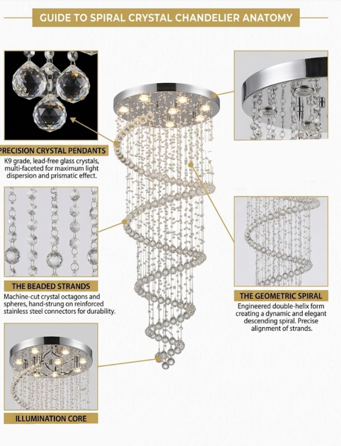 Sanleen Crystal Chandelier - Luxury Spiral Lighting -3 Sanleen Crystal Chandelier - Luxury Spiral Lighting -3