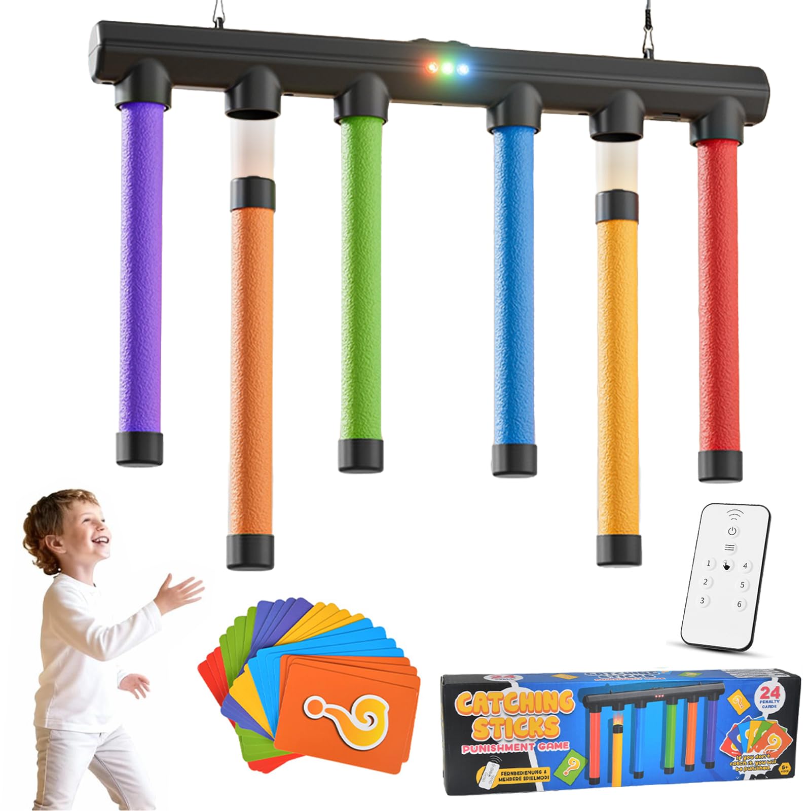 Pipihome Catching Sticks Reaction Game, 3 Speeds Drop Stick Challenge, Hand-Eye Coordination & Reflex Training Toy, Fast Action Catching Party Games for Kids & Adults