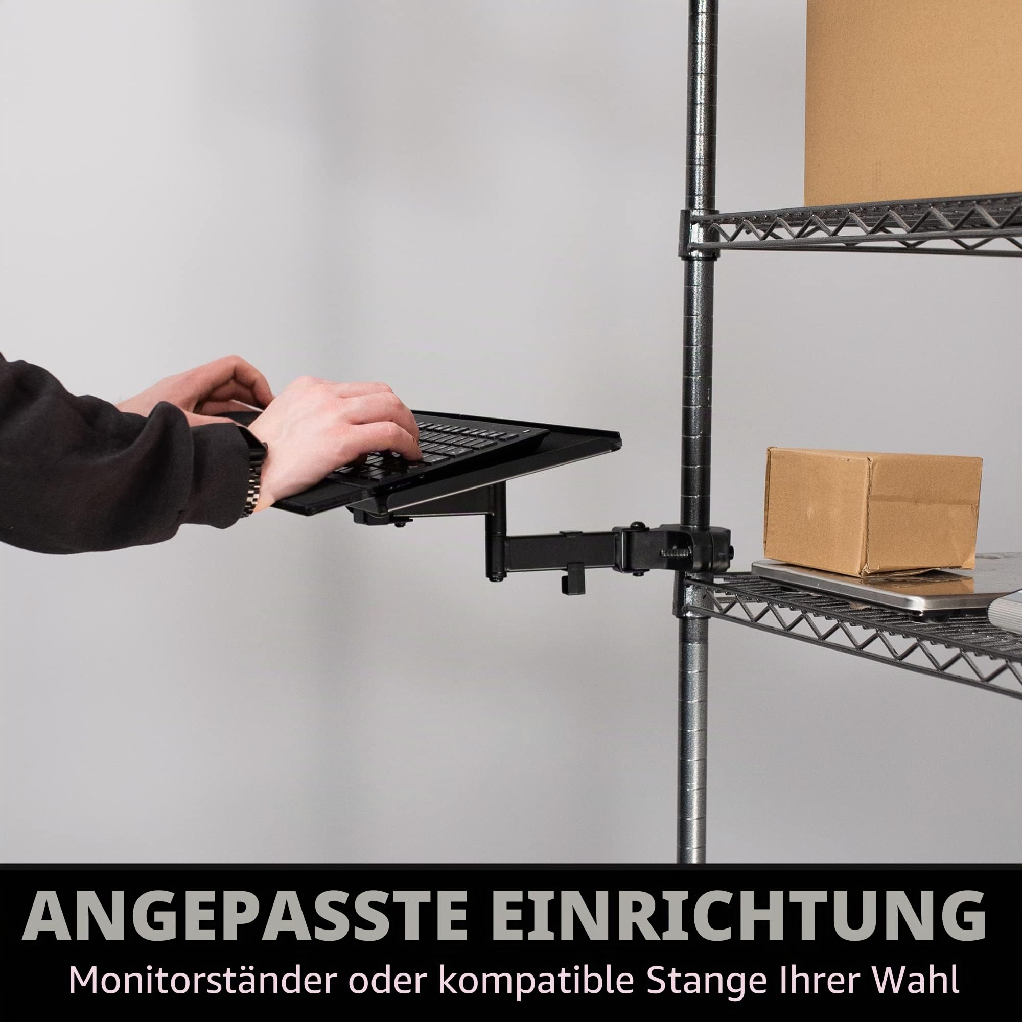 Vivo, Universal, Tastatur- und Mausablage mit Stangenmontage, 66 cm, 360-Grad-Drehung, neutrale Schreibposition, schwarz, Mount-POLEKB