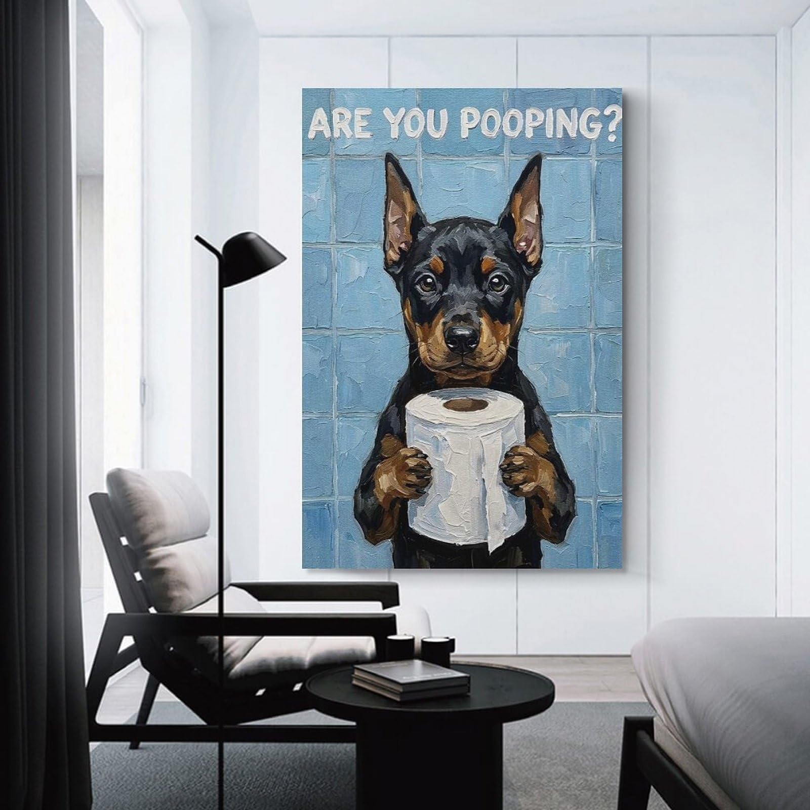 Junmoney Dog with Toilet Paper Painting Wall Art Print 08x12inch(20x30cm), for Gallery Wall Layouts in Home Or Office, An Easy Match for Collected Prints