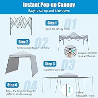 Vista 4 de Tangkula Toldo desplegable de 10 x 10 pies con toldos dobles, tienda de campaña para exteriores con bloqueo central, 16 estacas, 12 cuerdas, bolsa