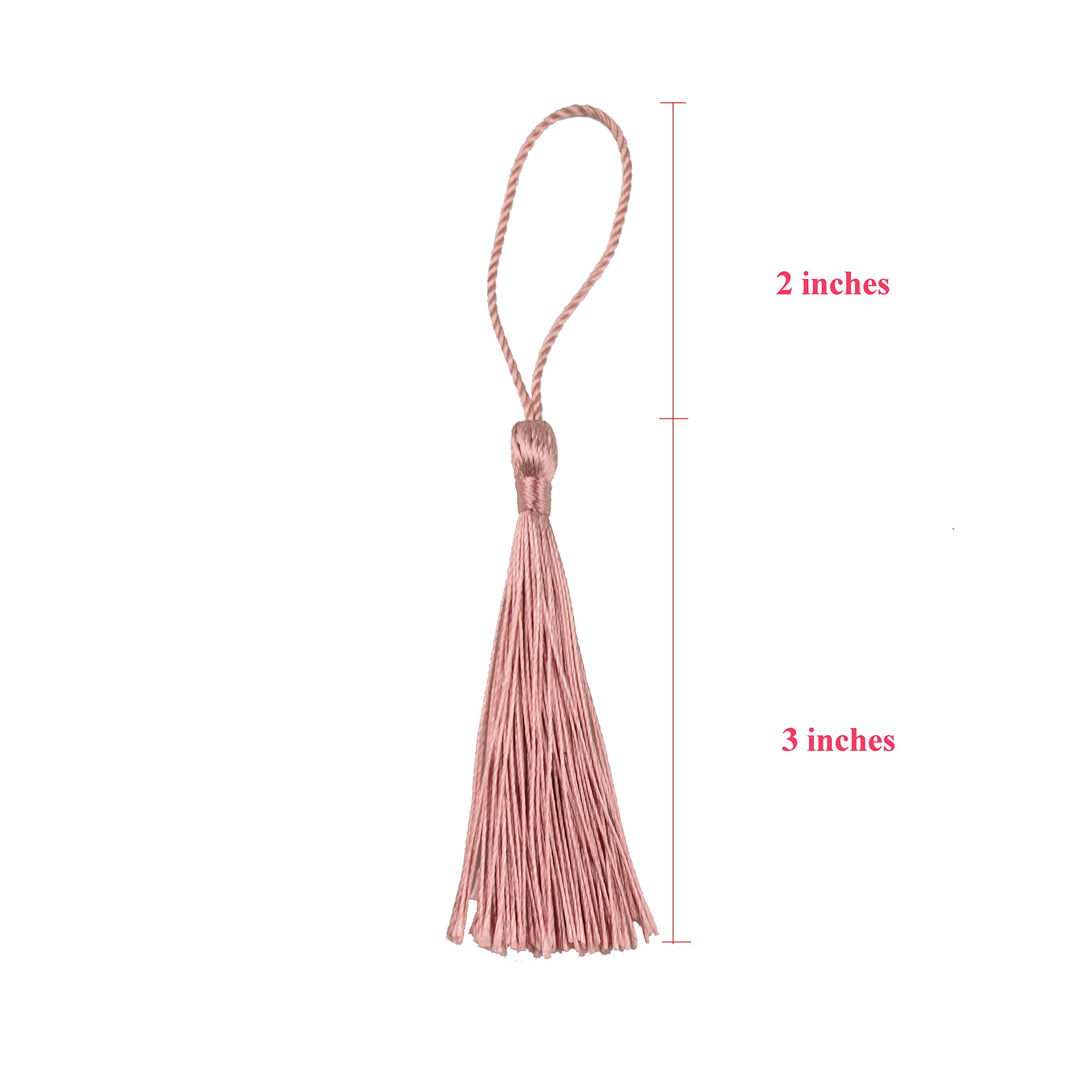 Aokbean 100pcs 5 Inches Handmade Silky Floss Soft Craft Bookmark Tassels with Loops for DIY, Jewelry Making, Graduation Tassel,Bookmarks,Souvenir (Skin Pink)