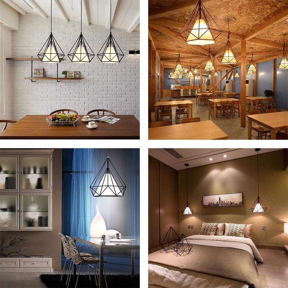Lindby Lampadario a Sospensione Nero, Lampada Gabbia Nera Metallo Industrial Vintage Cucina Sala da Pranzo Ristorante 3 Luci E27 Plafoniera Led Soffitto Moderna Acciaio