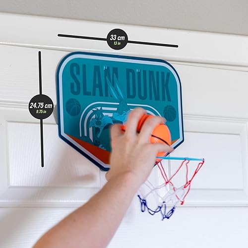 Miniatura 5 de Paladone Looney Tunes Space Jam - Juego de aro de baloncesto para niños, aro plegable, enganchado para jugar sobre la puerta en interiores, 3 bolas