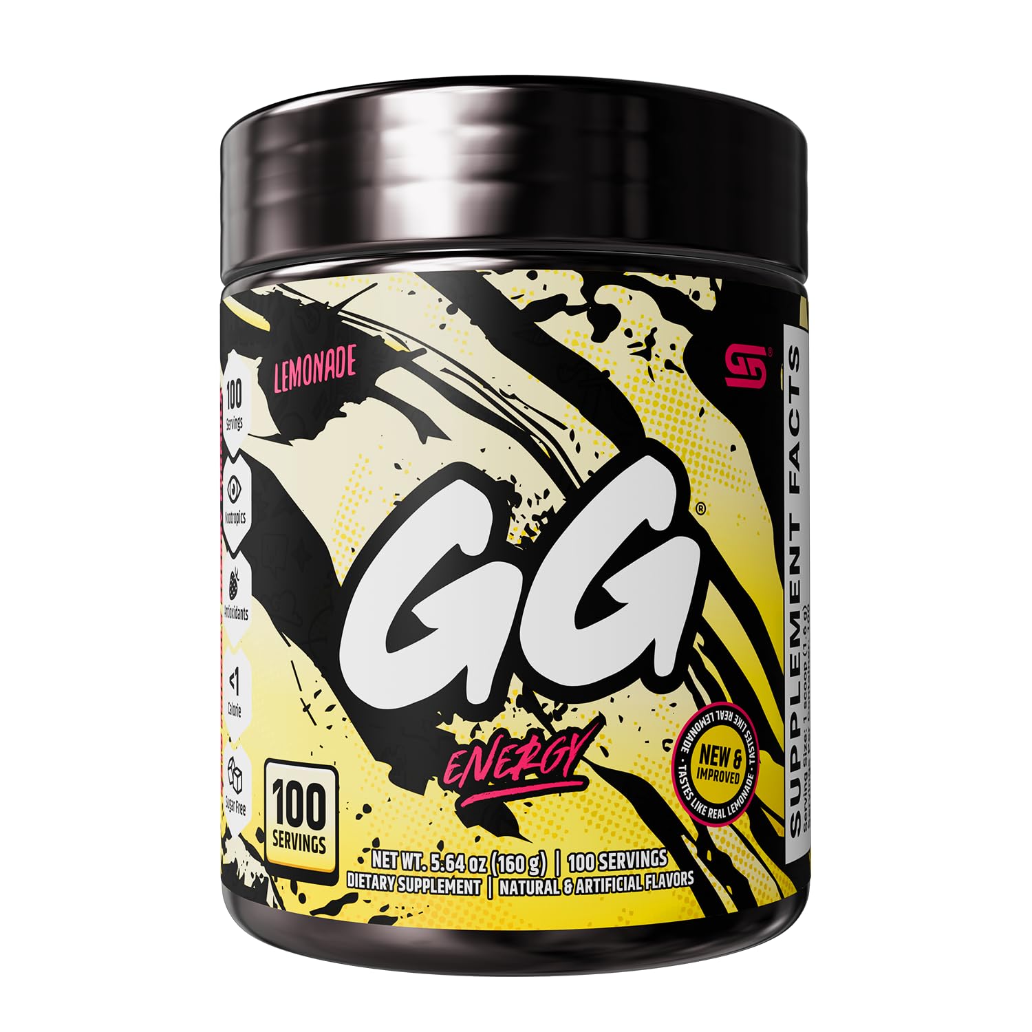 Gamer Supps GG Energy - Lemonade (100 Servings) - Keto Friendly Gaming Energy and Nootropic Blend, Sugar Free + Caffeine + Vitamins + Immune Support, Powder Drink 5.64 Ounce (Pack of 1)