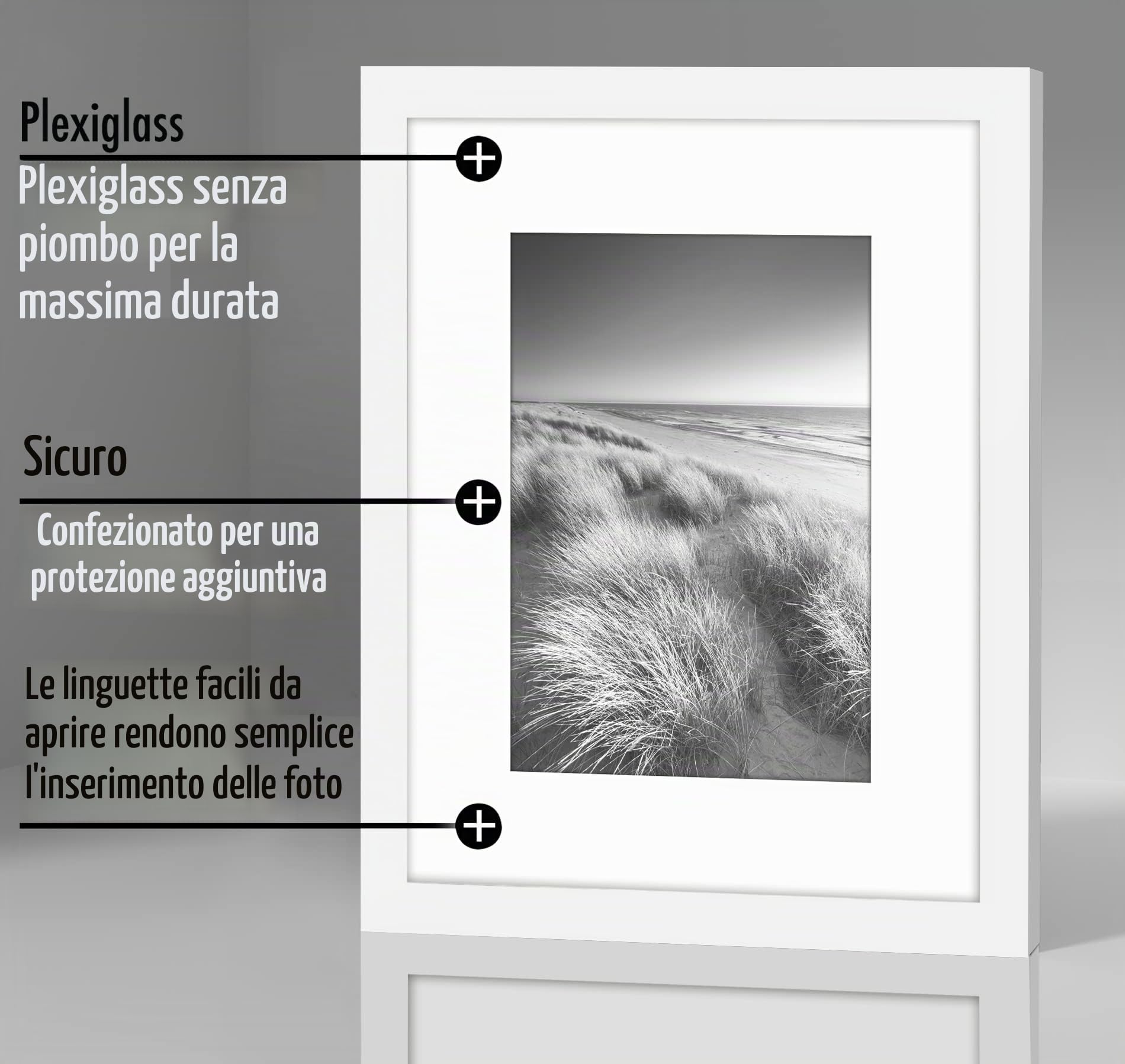 Americanflat Set di 5 cornici portafoto da 20 x 25 cm, da utilizzare come cornice per foto da 17,8 x 12,7 cm, con passepartout o cornice senza passepartout, formati orizzontali e verticali, per parete