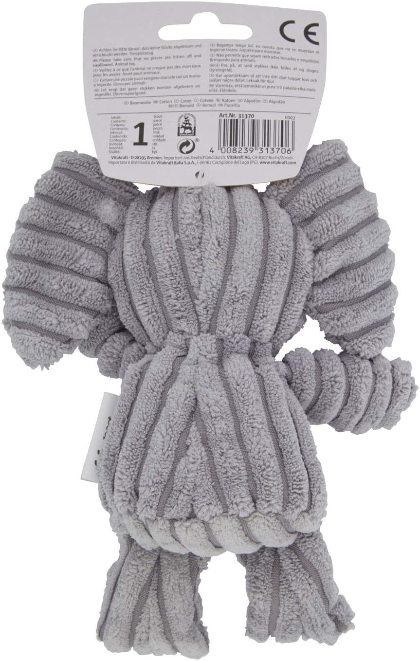Vitakraft Safari elefante gioco per cane peluche squeaker corda