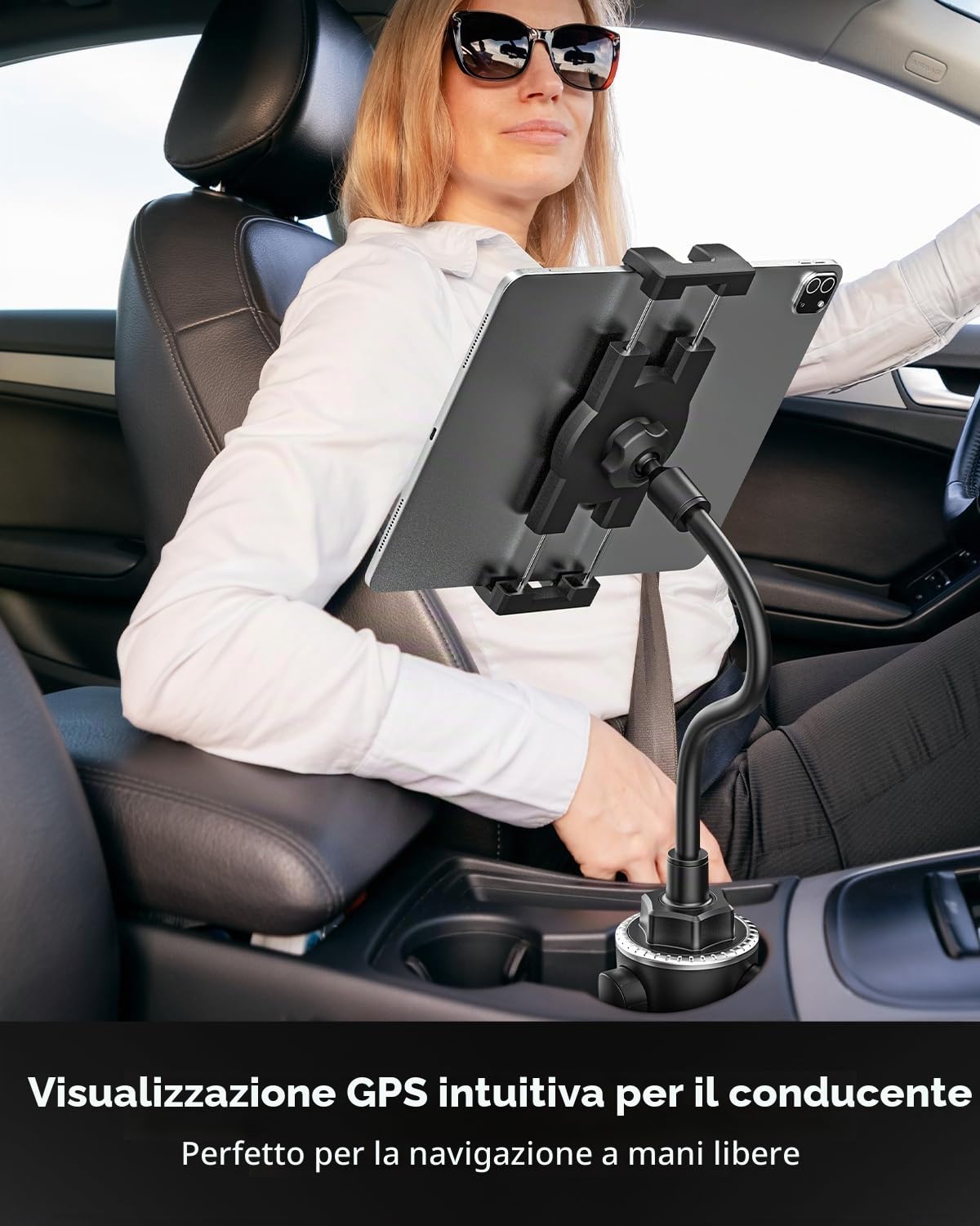 Collo Oca Supporto Tablet Auto Portabicchieri, woleyi Universale Porta Tablet Tazza da camion, Tapis Roulant, Bici Spinning, per iPad Pro 12.9 Air Mini, Galaxy Tabs, iPhone 4-13" Cellulare e Tablet