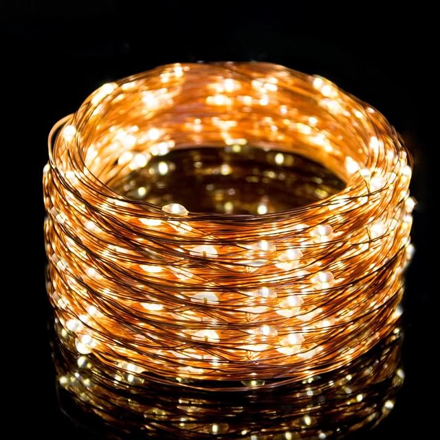 Led String Lights 200 LEDs 20M/66FT, 8 Modes Twinkle Waterproof Copper Wire Starry Lights for Valentine's decor Outdoor Indoor Garden Home Wedding Festival Halloween Thanksgiving Party(Warm White)