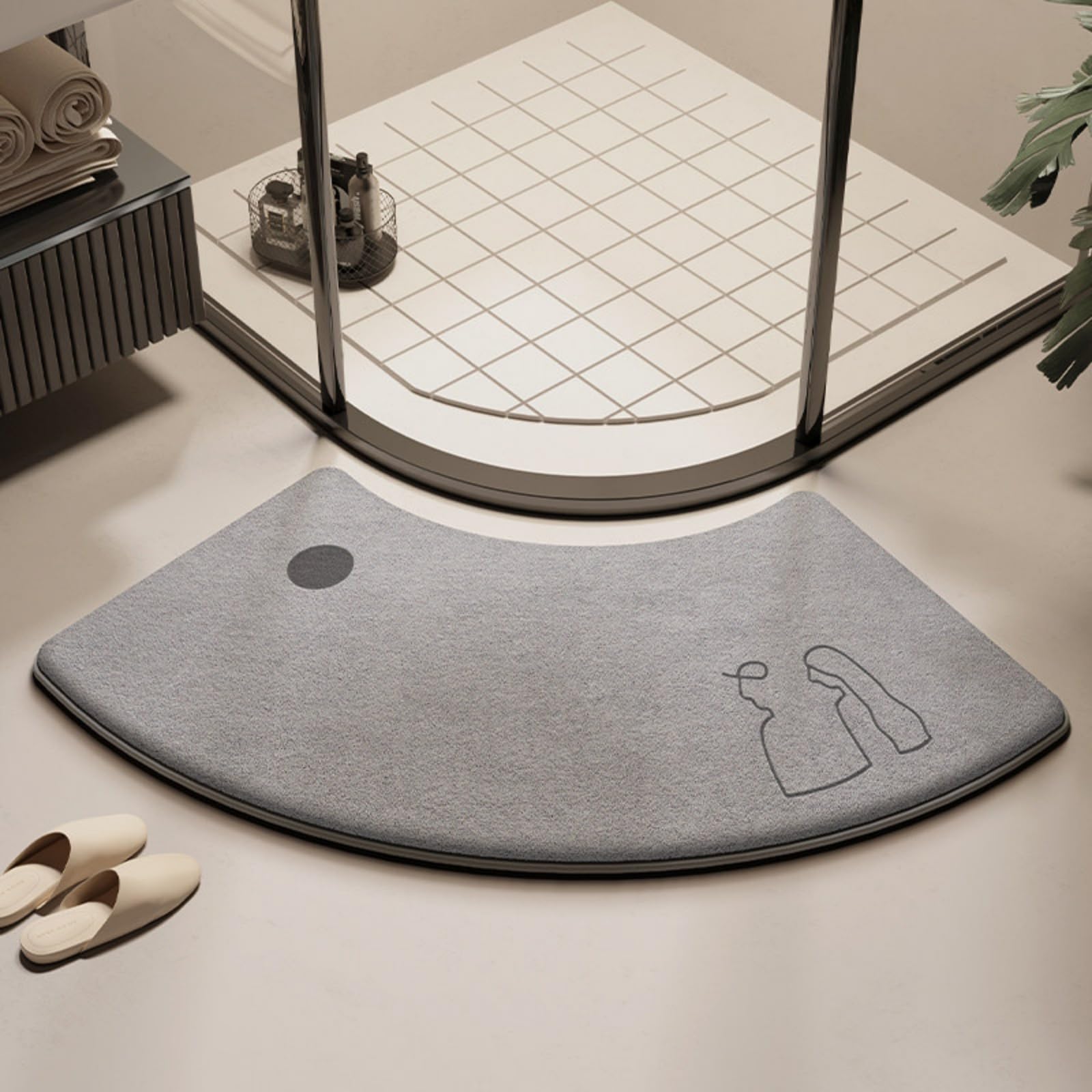 Morbuy Curved Shower Mat Memory Foam (Graudruck 5,45x70cm)